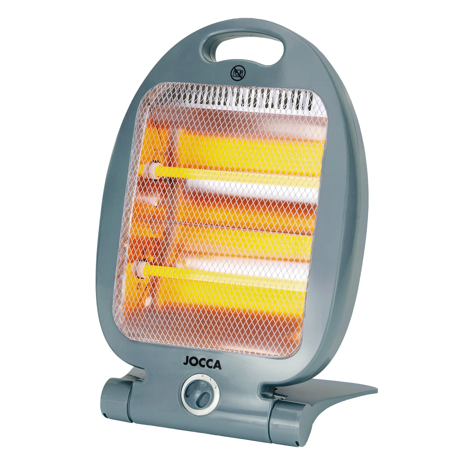 Calefactor eléctrico halógeno Jocca con barras de cuarzo y 800W de Potencia, 2 intensidades en un diseño insonoro, compacto, plegable y seguro. Idóneo para pequeñas estancias, despachos, oficinas,