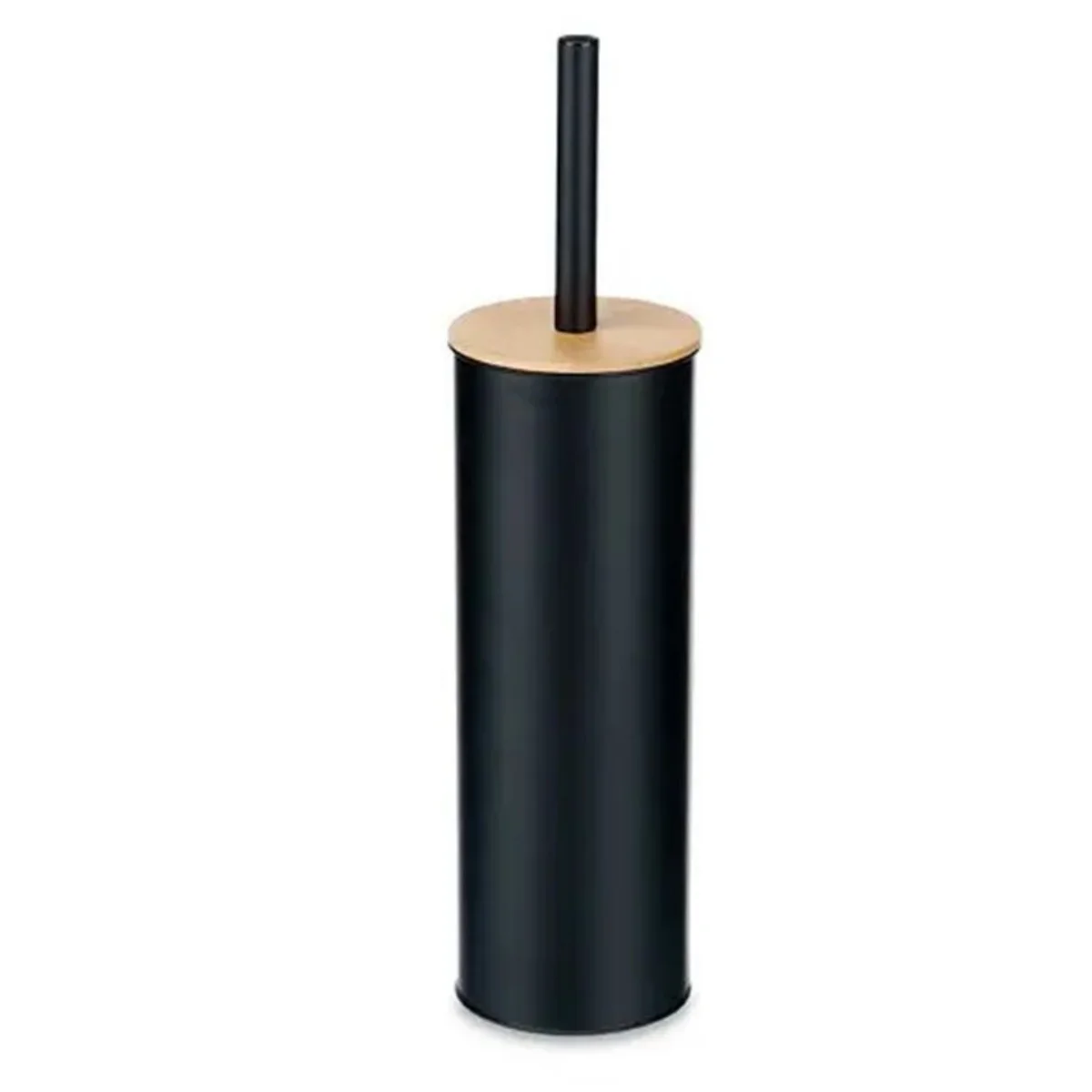 ZYLX SHOPPING - Escobillero de baño Berilo con tapa de bambú, elegante diseño en blanco o negro