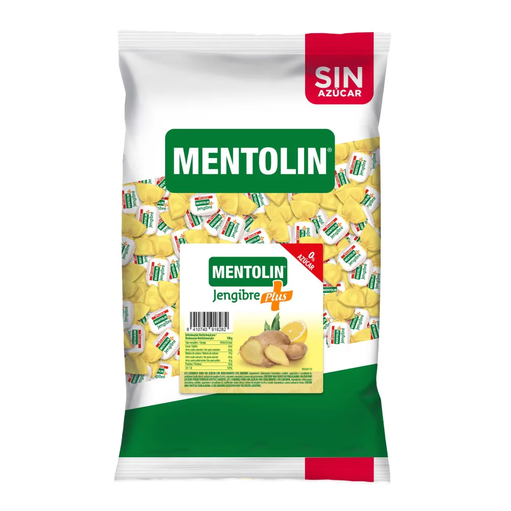 CARAMELOS MENTOLIN JENGIBRE SIN AZUCAR BOLSA 1KG.