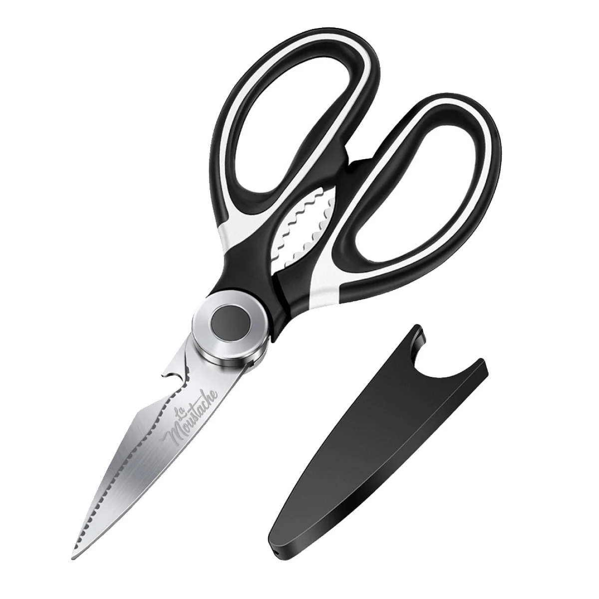 LA MOUSTACHE Tijeras de cocina  Acero Inoxidable con Funda Protectora