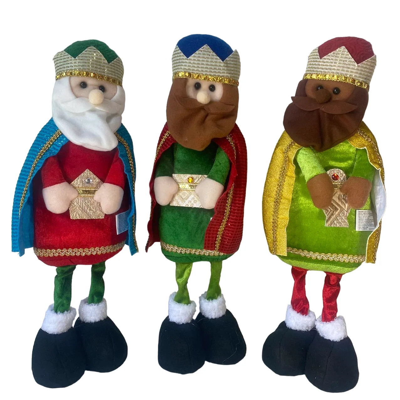 Conjunto de 3 Figuras Reyes Magos de Tela para Decoración de Navidad y el Día de Reyes - Gerimport