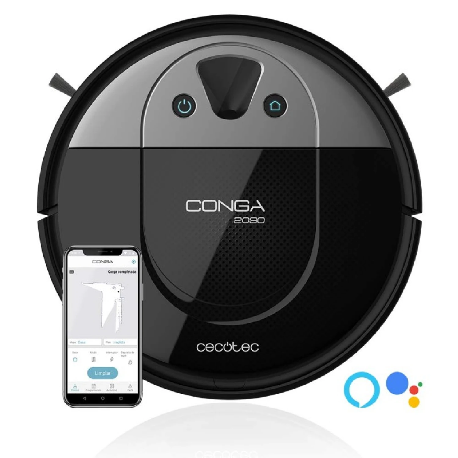 Robot vacuum cleaner and fry with self-emptying Base Conga 2290 Ultra Home X. ITech SmartGyro 4.0 technology, 2100 Pa, App with map, neat cleaning, includes 2 brushes and 2 mops