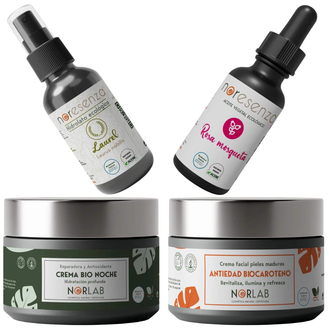 Noresenza Rutina Piel Seca - Pack Cuidado Facial Natural 100% Natural - Crema Biocaroteno + Crema