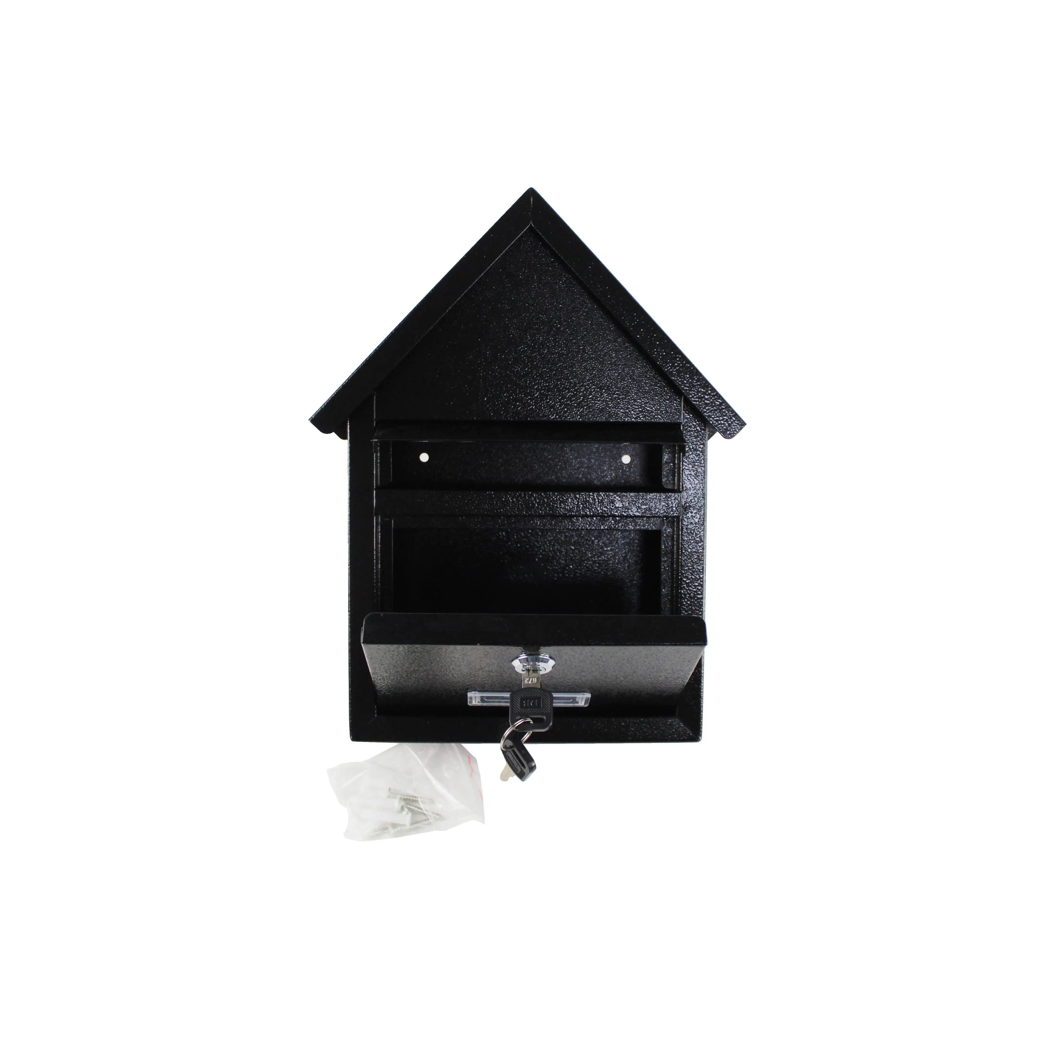 Metal outdoor mailbox with lock and keys black color 28x19x6cm.