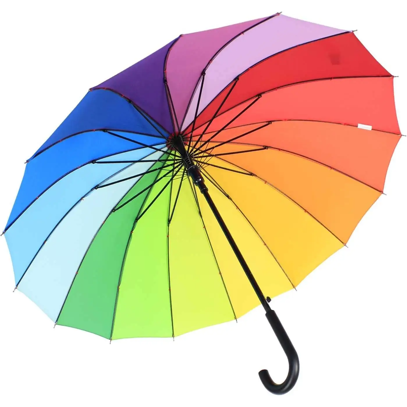 Paraguas largo de gran tamaño con doble protección solar, 16 varillas resistentes al viento, mango en forma de U ergonómico, ideal para golf, uso publicitario y eventos, colores llamativos, 92 x 114