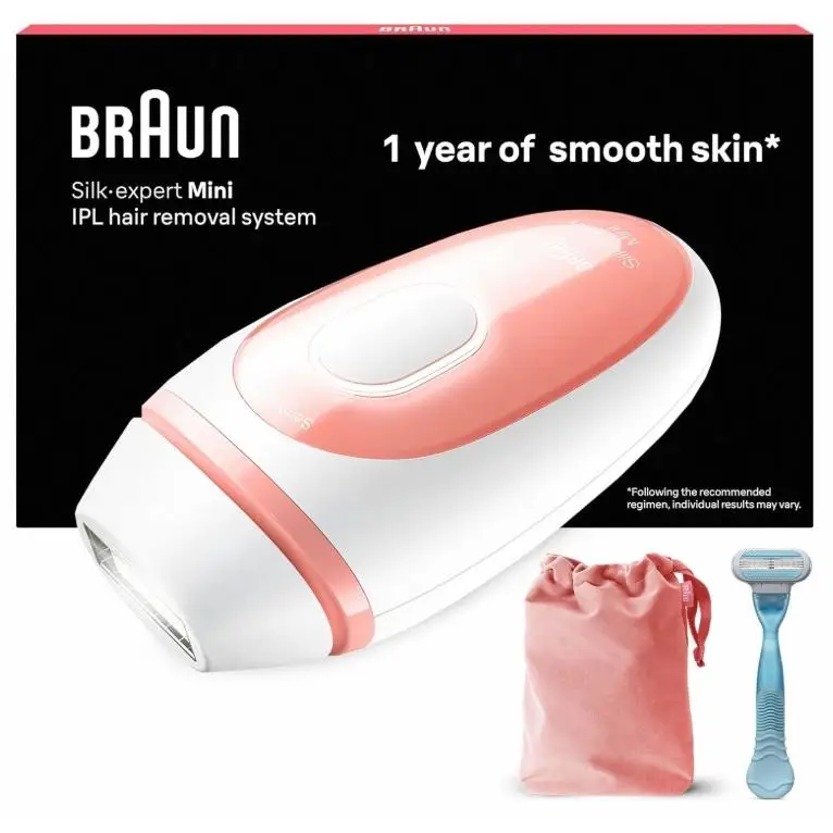 Braun Luz Pulsada Silk-Expert Mini Depiladora IPL, Alternativa a Depiladora Laser, Reducción Del Vello En Casa, Con Funda De Viaje, Tamaño Compacto, Fácil, Segura Y Eficiente. Producto Europeo con