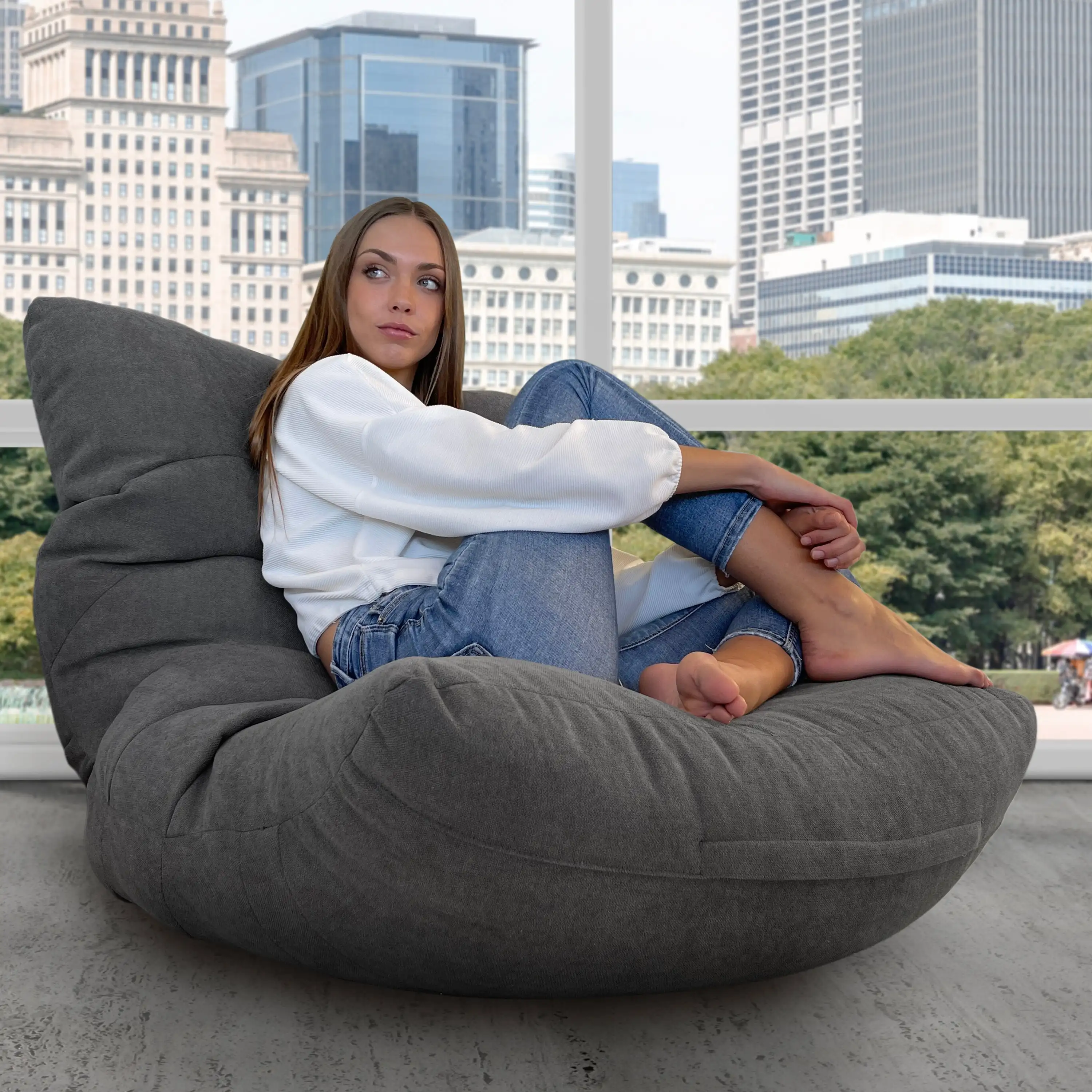 Aiire Puff Salon luxury XXL - Sofa pouf giant modern design-large Puffs or Bean Bag Chair models with padding included for adults or youth room decoration