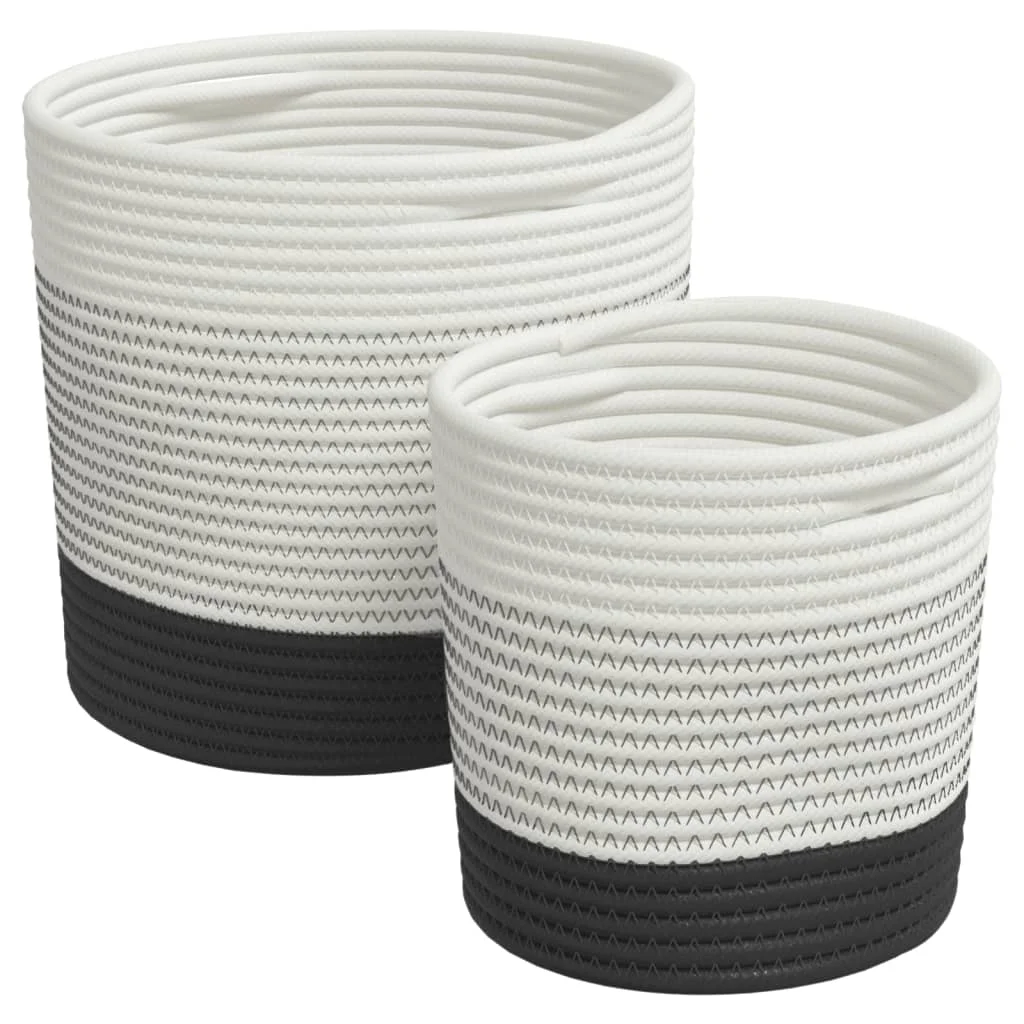 VidaXL storage baskets 2 PCTs cotton black and white