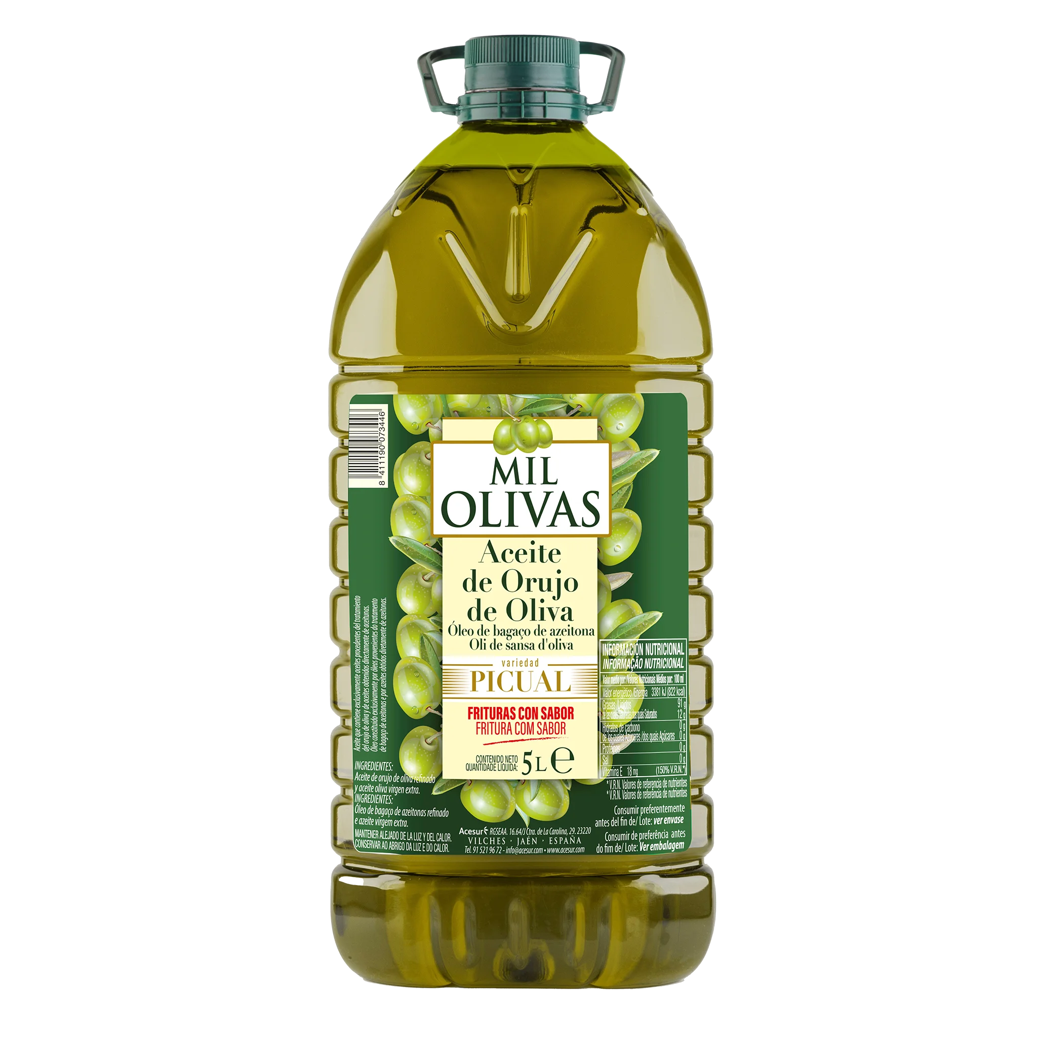 MIL OLIVAS - Aceite de Orujo de Oliva Variedad Picual, Garrafa 5 Litros.
