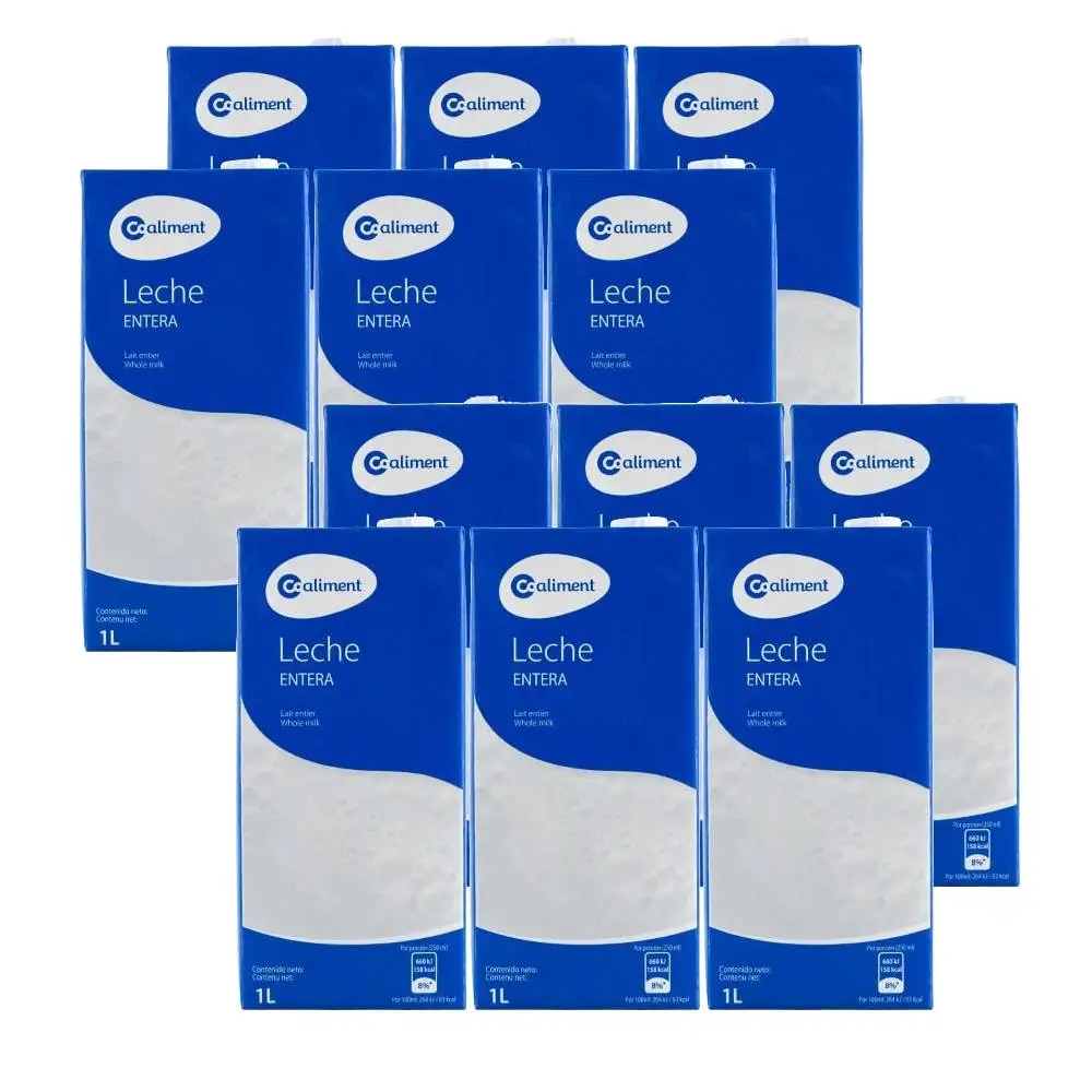 Leche entera Coaliment 1 litro pack de 12 bricks