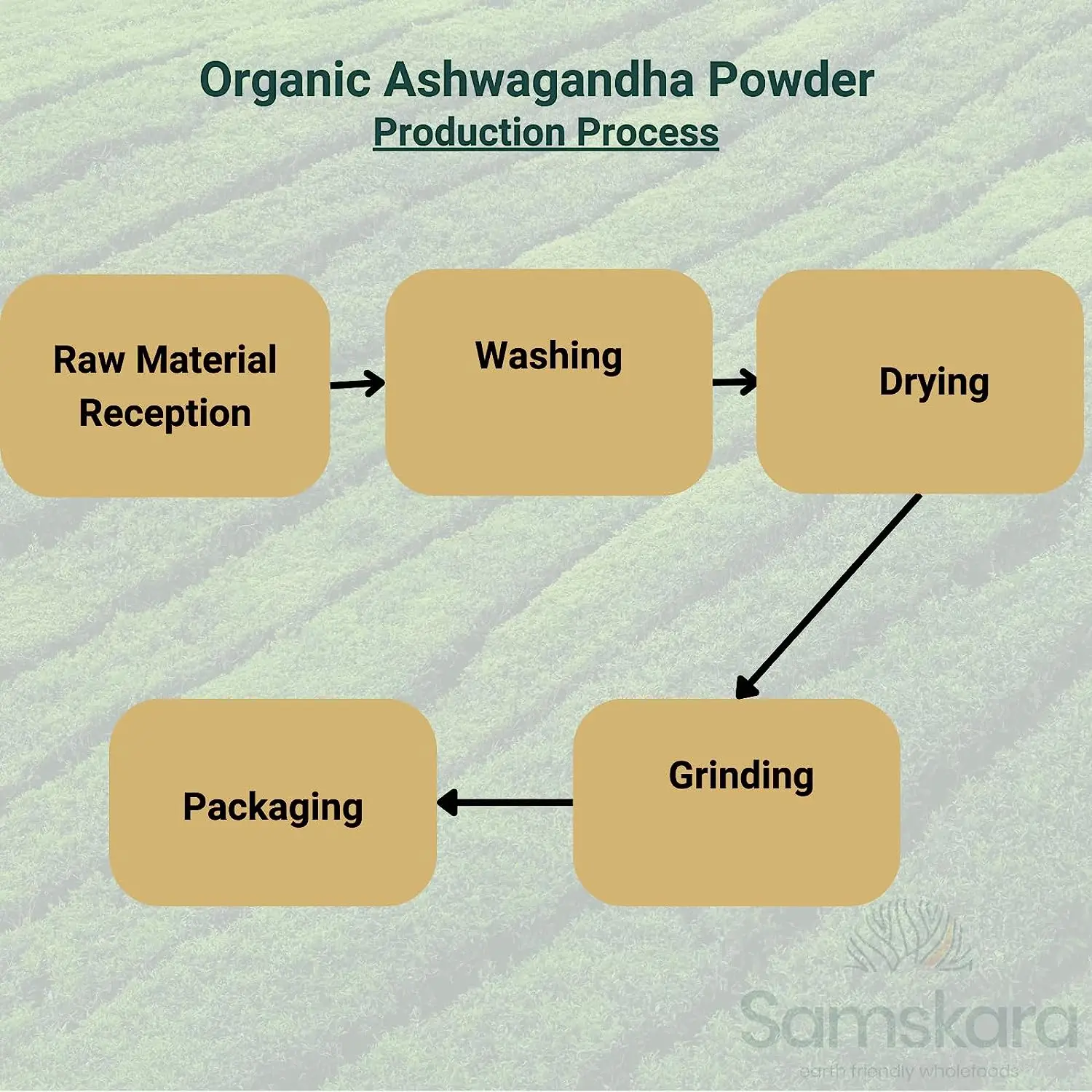 Ashwagandha powder BIO Withania Somnifera Indian Ginseng ECO cultivation Ayurvedic species of India Samskara