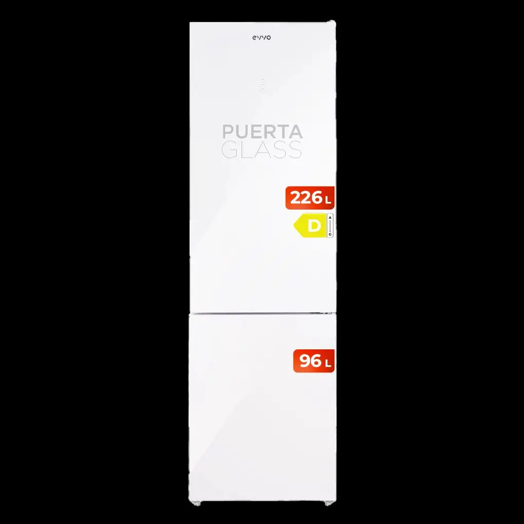 EVVO FrigorÃ­fico Combi F55 Glass, 226 l + 96 l, Total No Frost,cristal, Clase D, Multi Air Flow, Panel LED tÃ¡ctil
