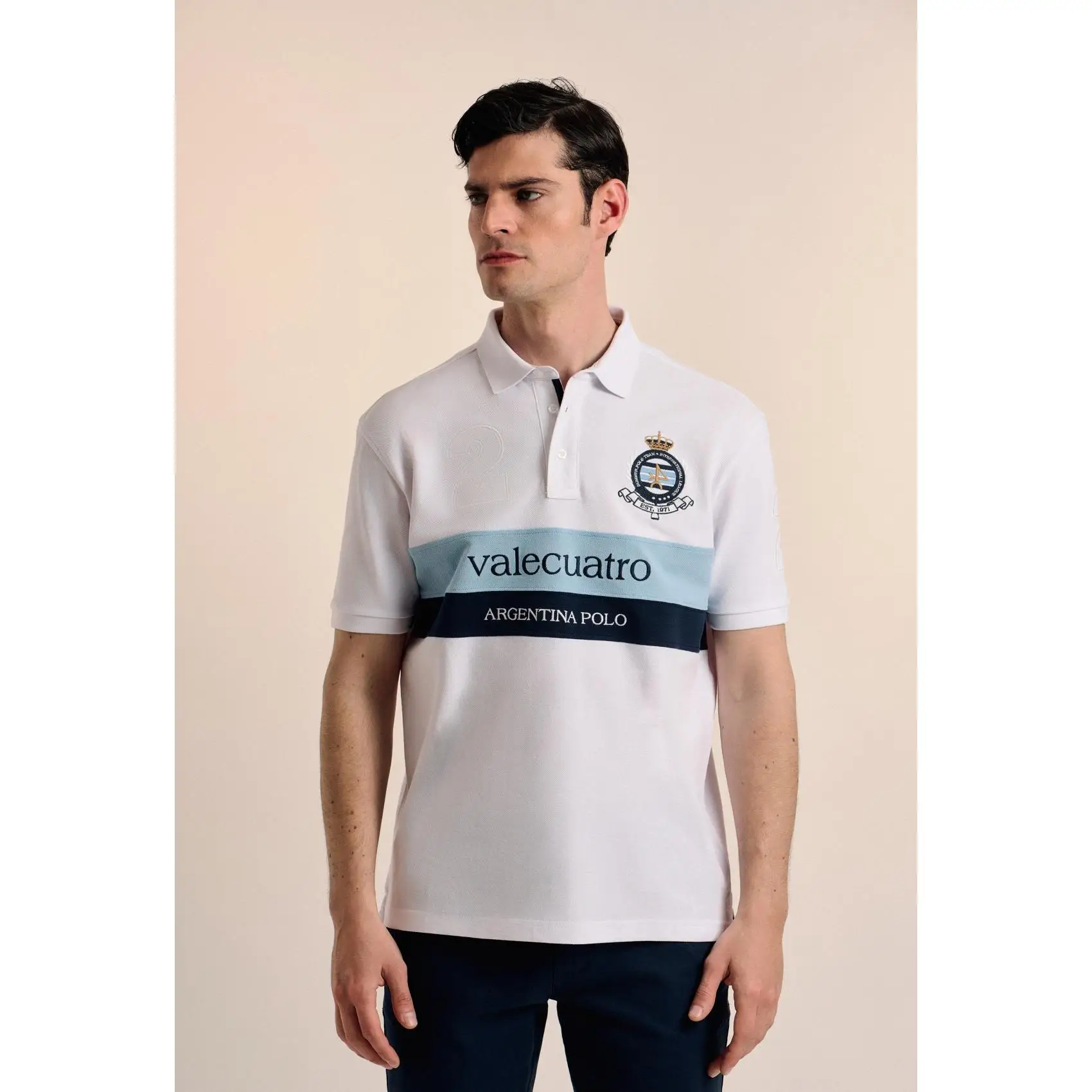 Polo Valecuatro franjas Argentina blanco