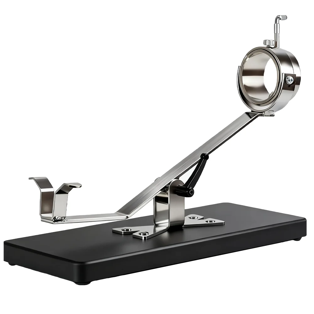 Jamonero Profesional 360° Giratorio e Inclinable - Soporte para Jamón Ibérico/Pata Negra, Base de Acero Inoxidable y Fibra Negra, Ajustable para Cortar Jamón en Casa o Restaurante