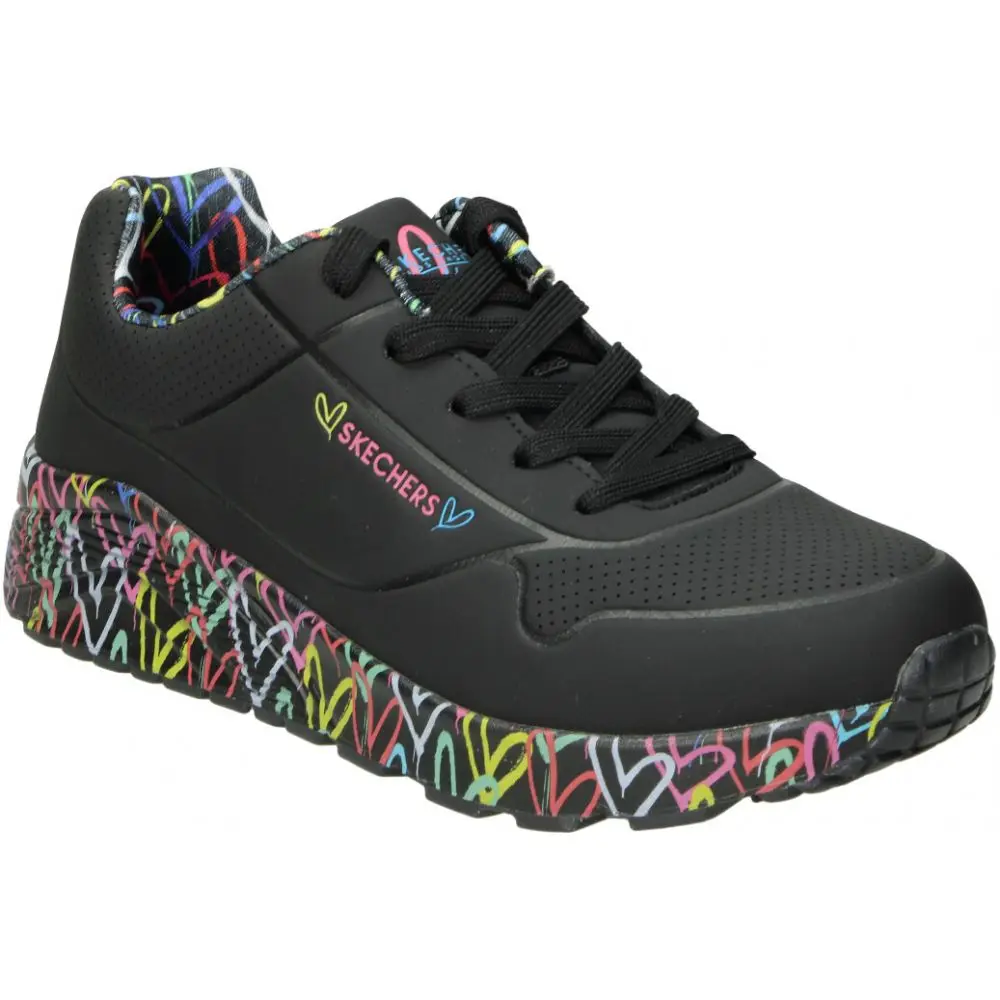 SKECHERS sports Skechers one Lite Lovely Luv women-Casual black heart print Sneaker-lace up Sneaker-Casual style-comfortable-314976L-BKMT