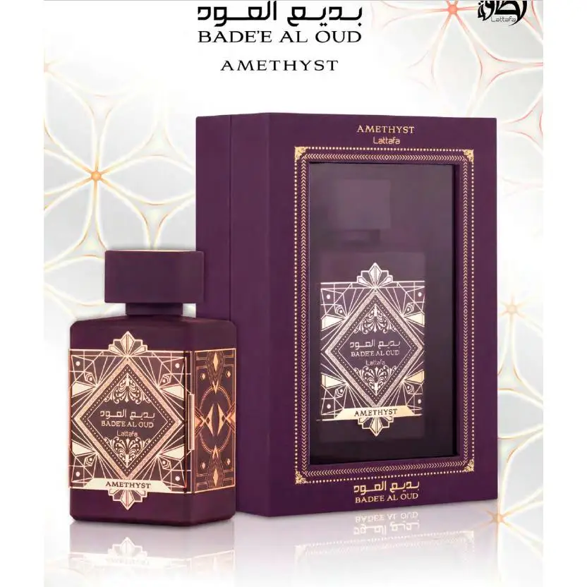 Lattafa Badee Al Oud Amethyst Eau de Parfum 100 ml + exotic and durable Floral fragrance atomizer