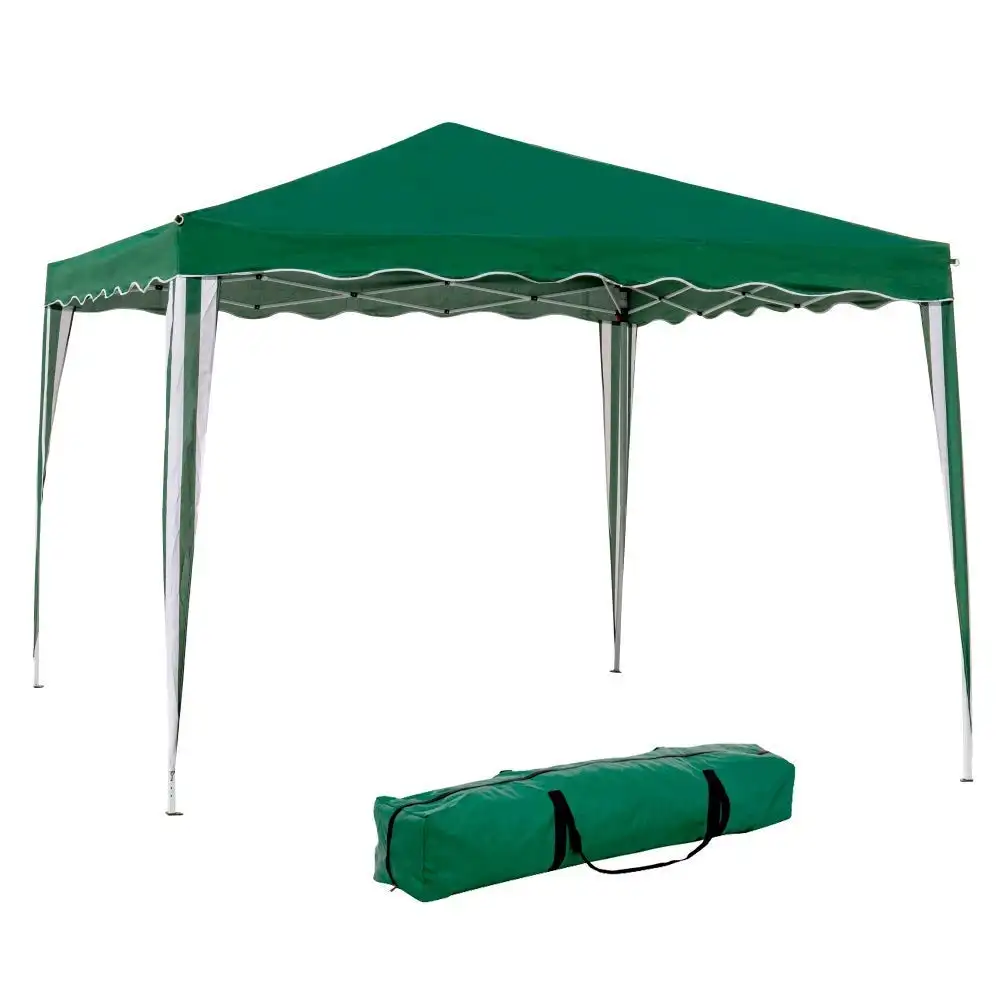 Carpa Cenador Gazebo Plegable 3 x 3 m Verde o Azul con mejores Tubos de Acero de Alta resistencia Plegables, Antiviento, Protección UV, Bolsa de Transporte para Playa, Camping, Jardín, Terraza, Exteriores LOLAhome