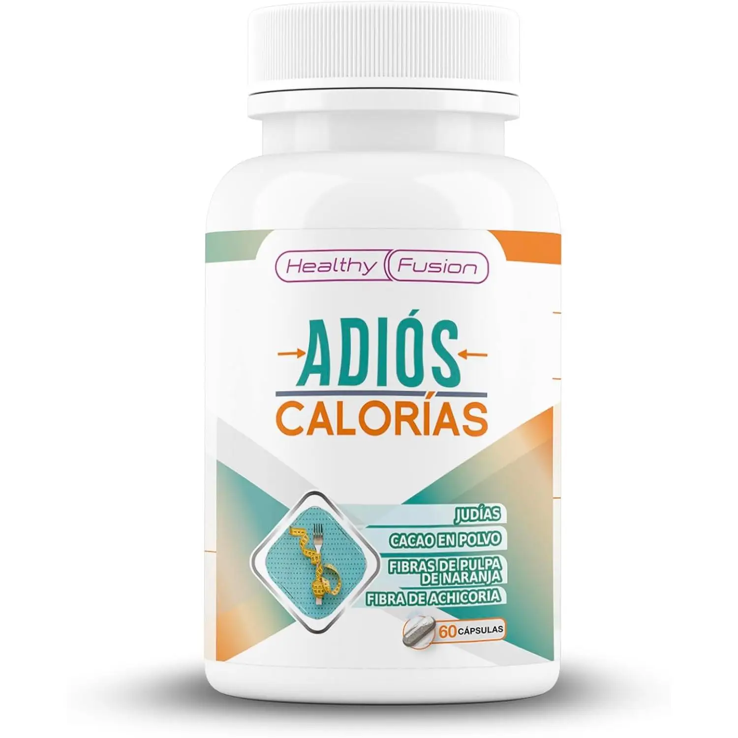 Adiós Calorías Healthy Fusion | Bloqueador de carbohidratos y grasas | Potente Adelgazante + Quemagrasas| Supresor y saciante del apetito | Elimina las dietas restrictivas | Formula natural | 60 Caps.