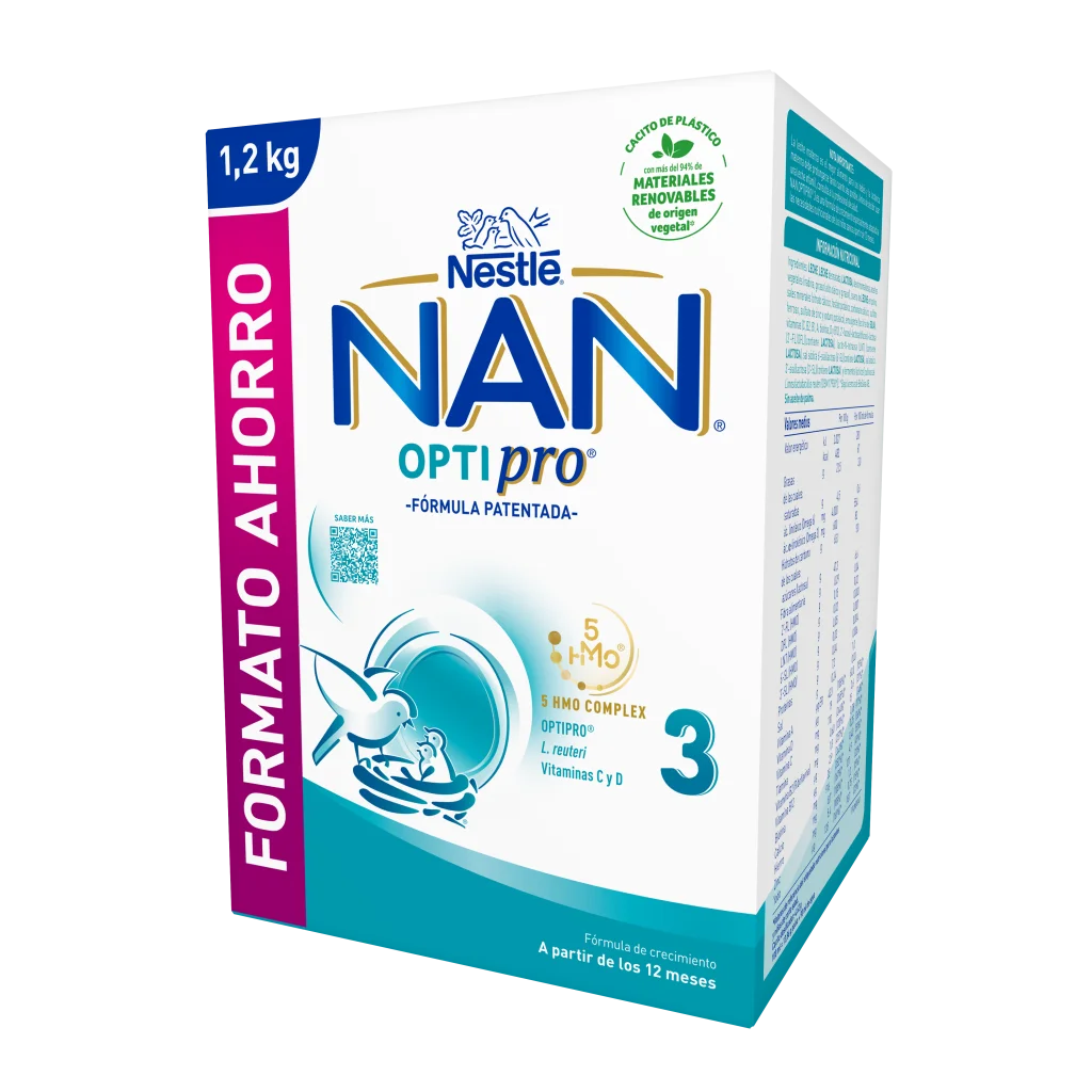 Nestlé Nan Optipro 3 - Leche de Continuación 3 - 2 envases de 600 g PACK AHORRO