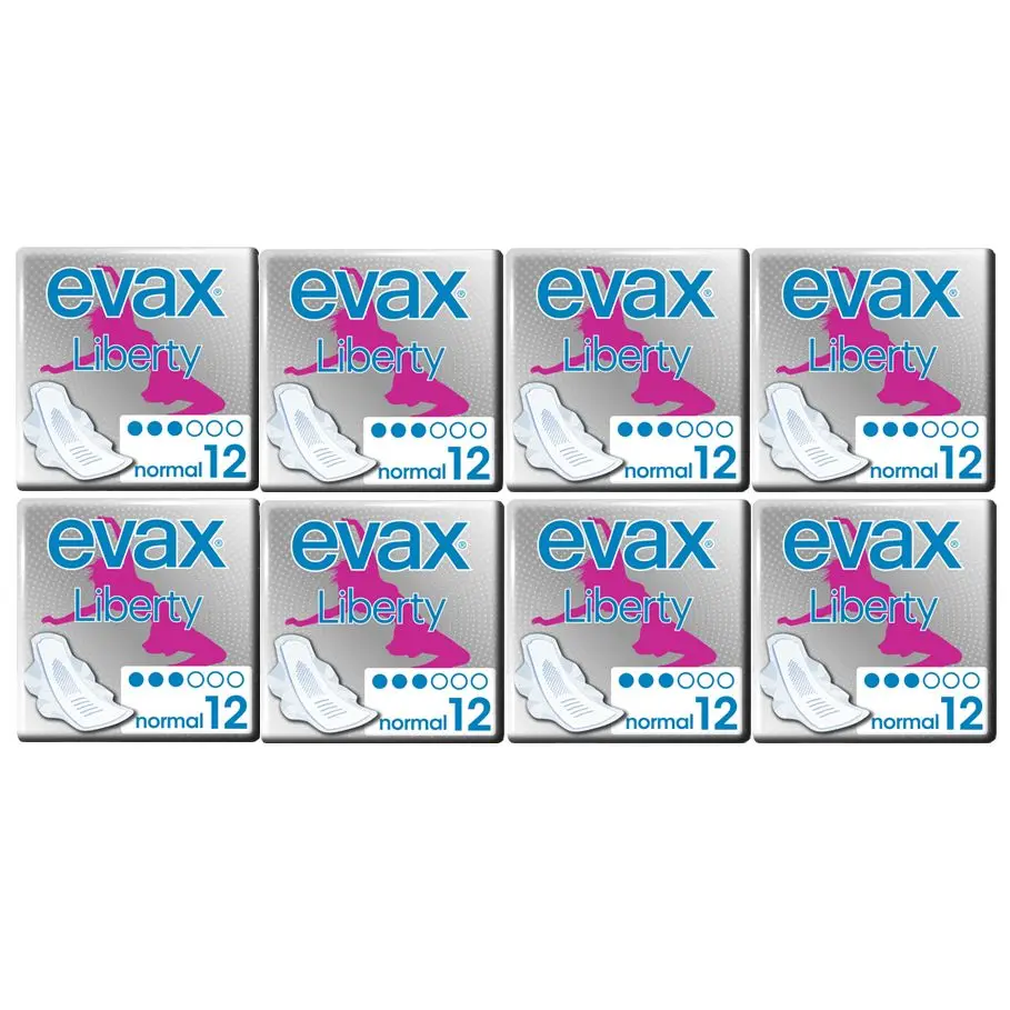 Evax | Pack Evax Liberty Normal Compresas Con Alas No Notarás Que Las Llevas! 96 Unidades