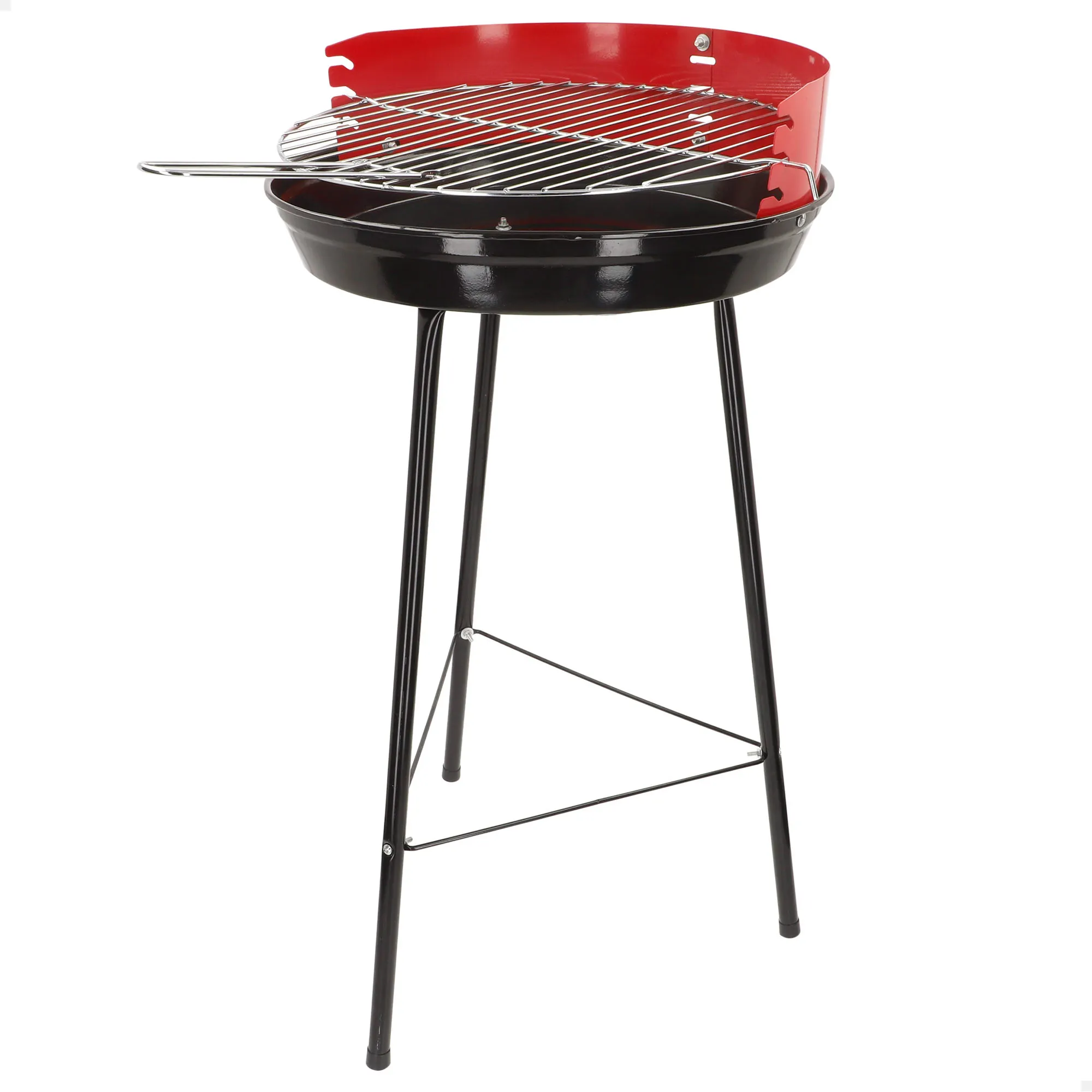 Aktive Barbecue - Barbacoa redonda con patas, 37,5x38,5x70 cm, de carbón, de metal, para jardín, para exterior, cortavientos, con parrilla, color rojo