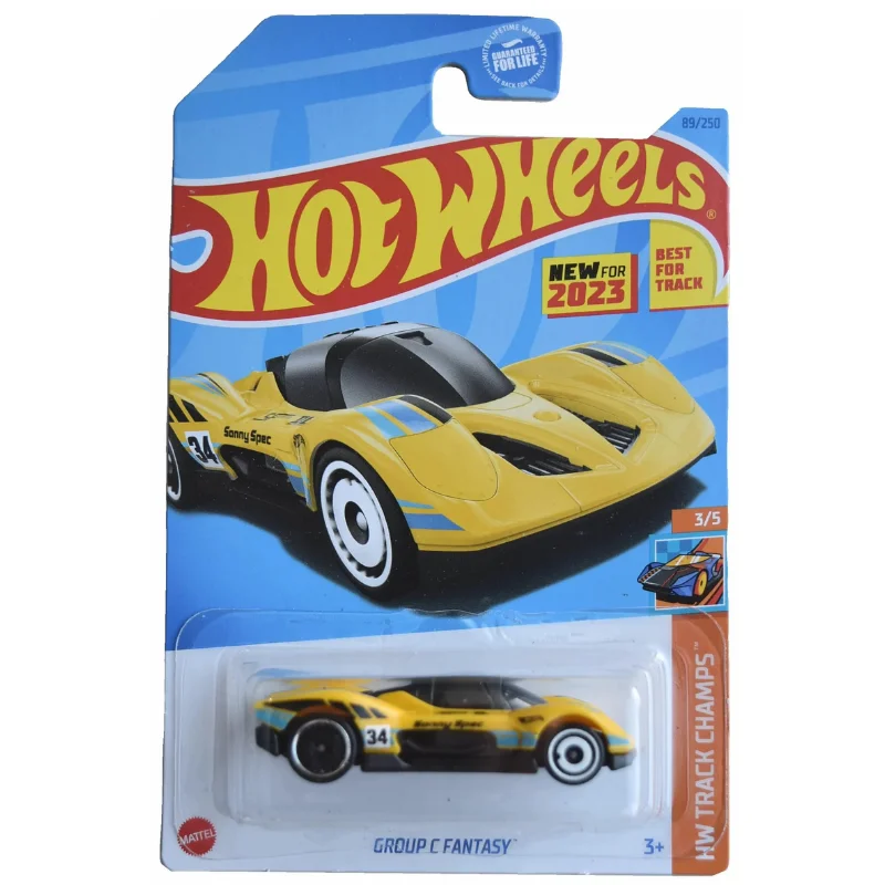 Hot wheels - hw track champs - group c fantasy (track stars) (89/250) - yellow (full card), hw89_ass46, store with official licence