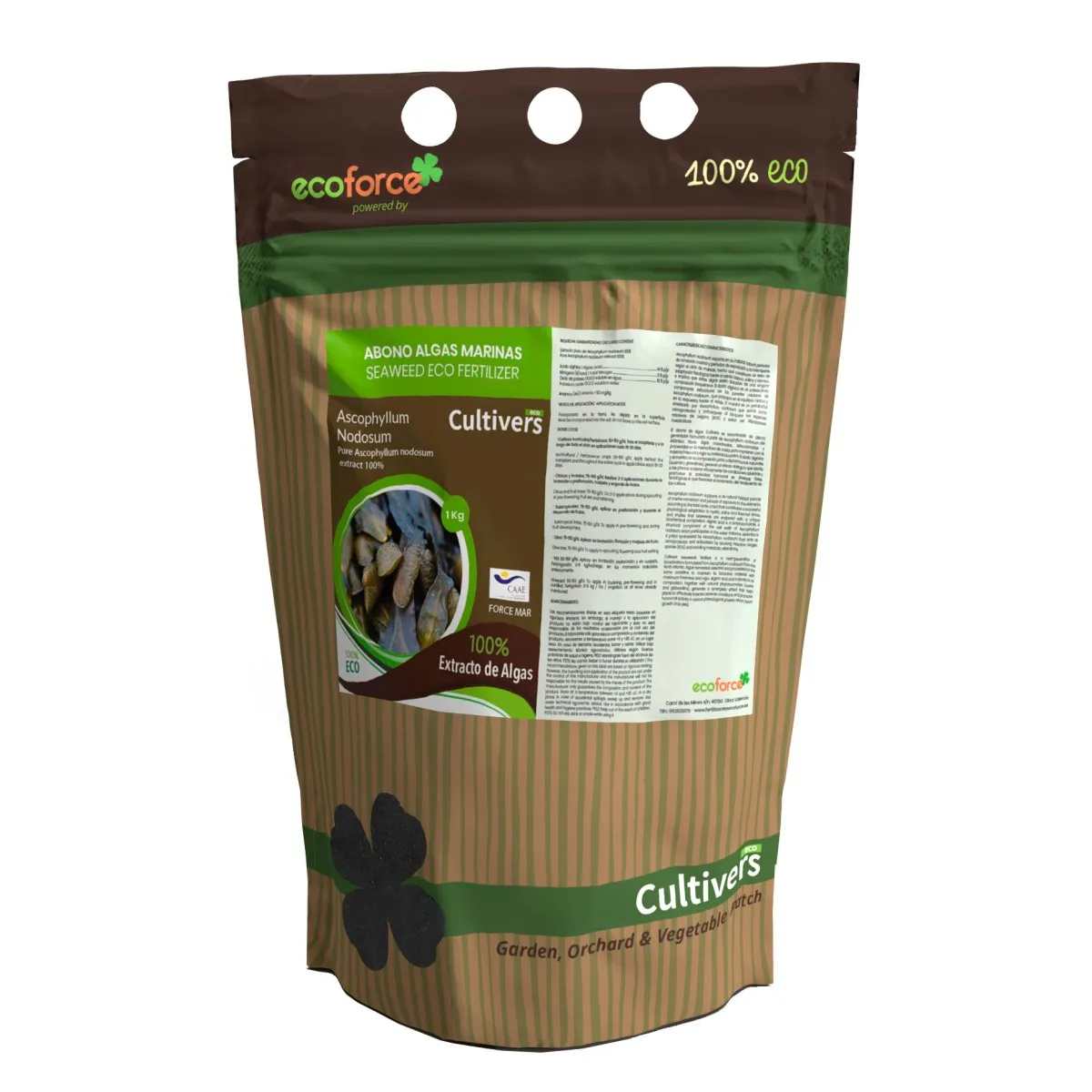 CULTIVERS Abono de Algas Marinas Ecológico 1 kg. Fertilizante Orgánico polvo soluble. Extracto de algas 100%