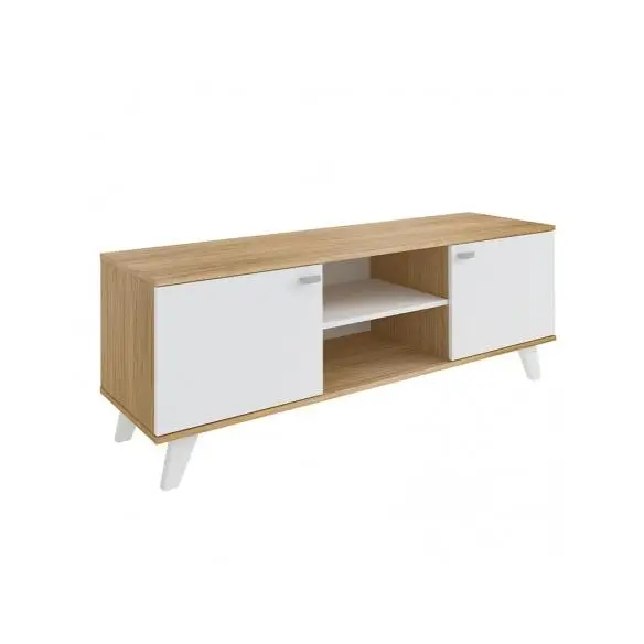 Momma Home MOMMA HOME - Mueble TV Salón Raíz Módulos, Mesa 2 Puertas, Roble y Blanco
