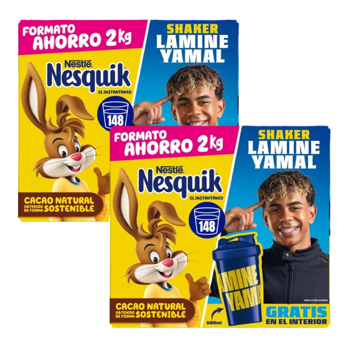 Nesquik Cacao Instantáneo Sin Gluten - 2 cajas de 2Kg+regalo