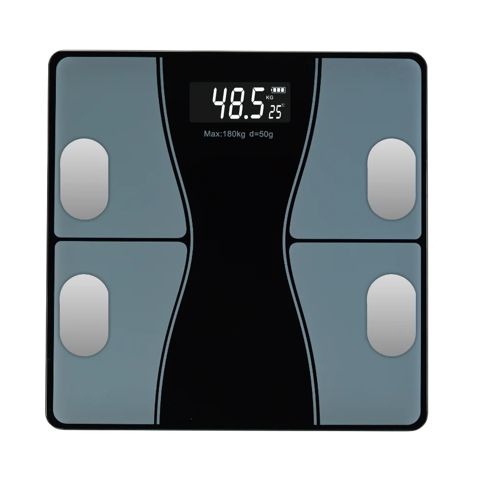 SODANY Báscula Digital de Baño Inteligente, Medición Grasa Corporal, Precisión 180kg, Vidrio Templado y Pantalla LED