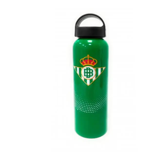 REAL BETIS BALOMPIE Botella de aluminio del Real Betis Balompie. Medidas: 18,5 x 6,5 cm. 400 ml. OFICIAL GARANTIZADO