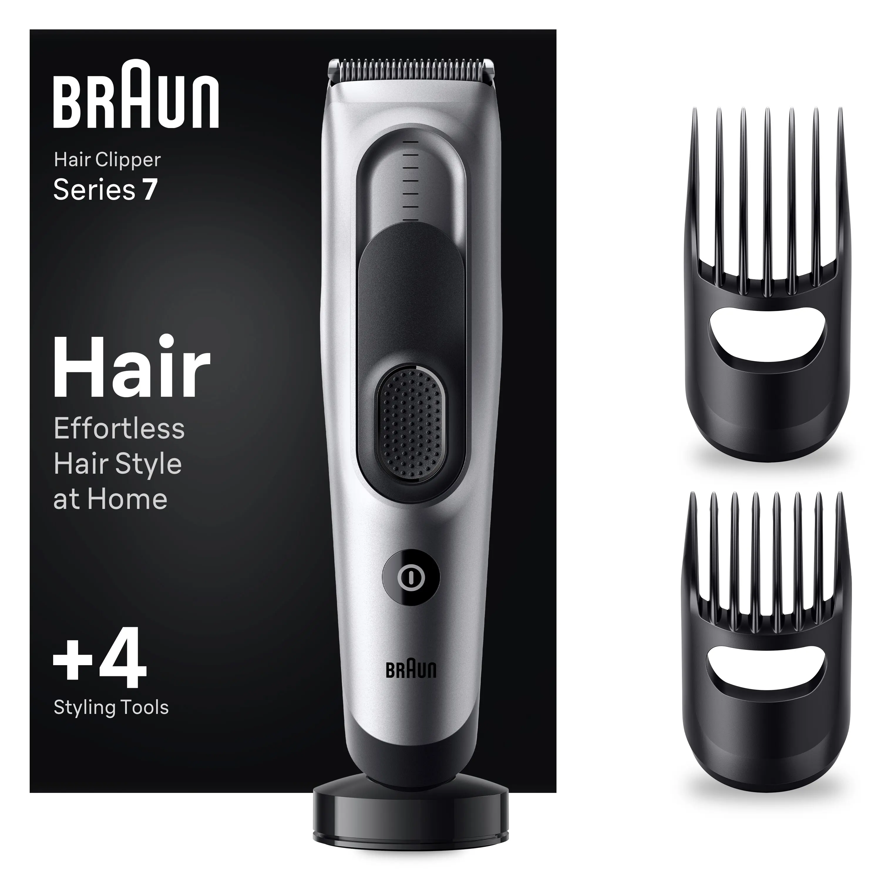 Braun cortapelos Series 7 HC7390, cortapelos para hombres, recorta el pelo en casa con 17 ajustes de longitud, lavable, Producto Europeo con Garantía Oficial.