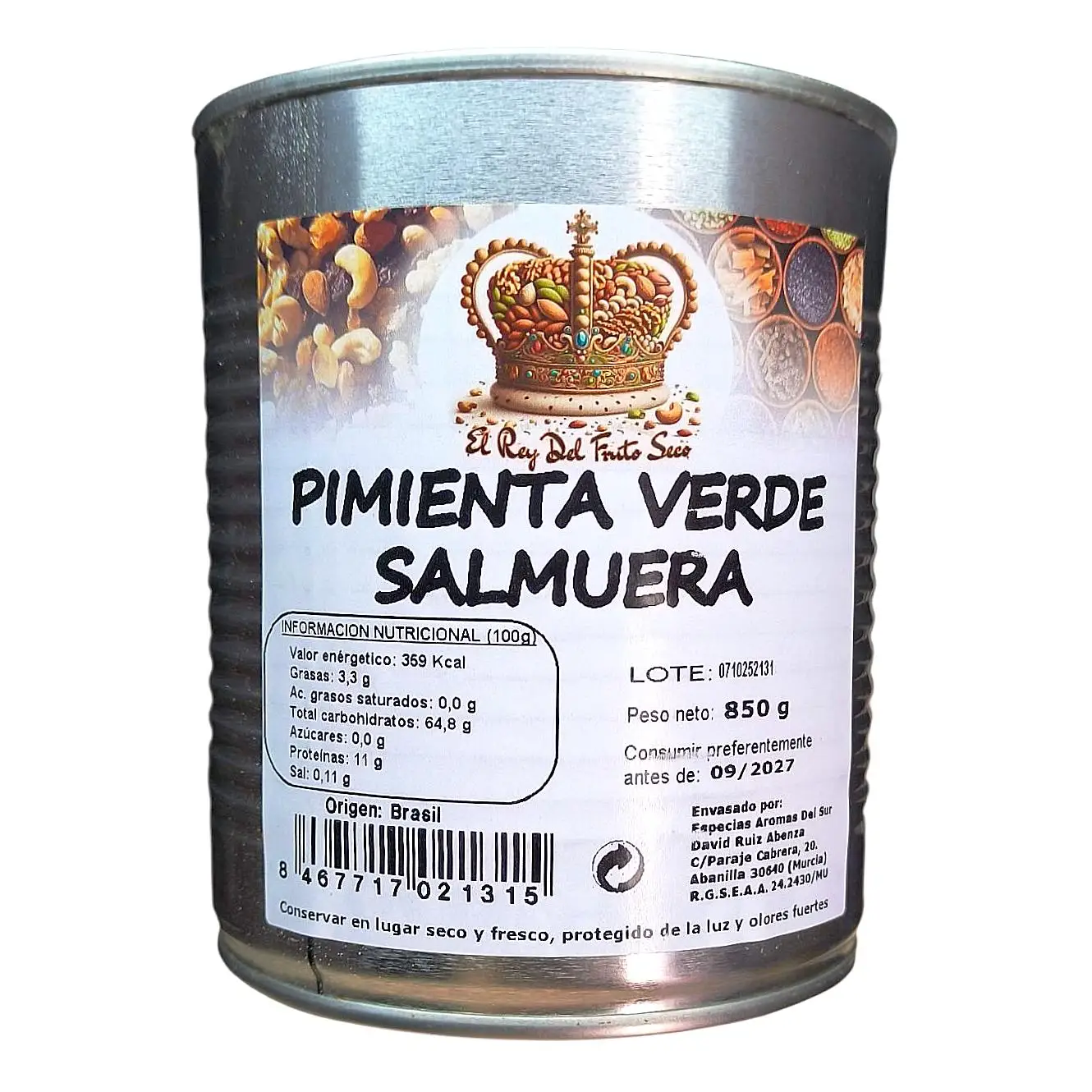 Pimienta Verde en Salmuera 850 gr – Sabor Fresco y Aromático