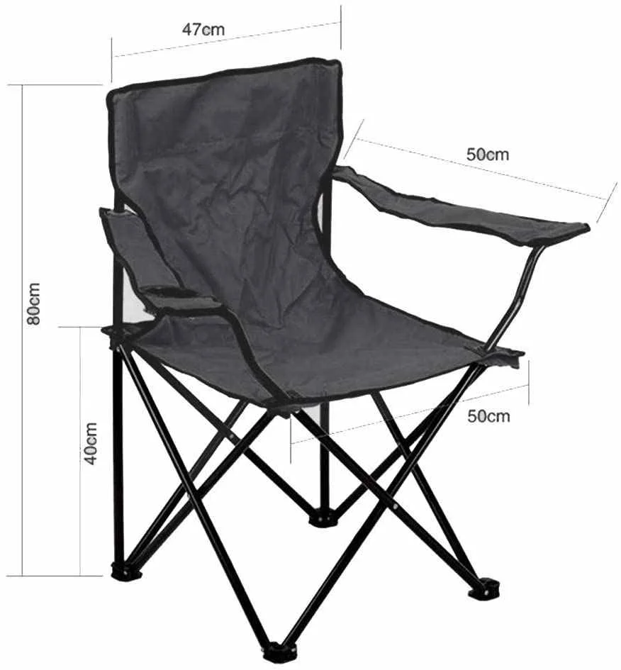 Silla plegable de camping de acero | 50x50x80 cm, funda incluida 🪑