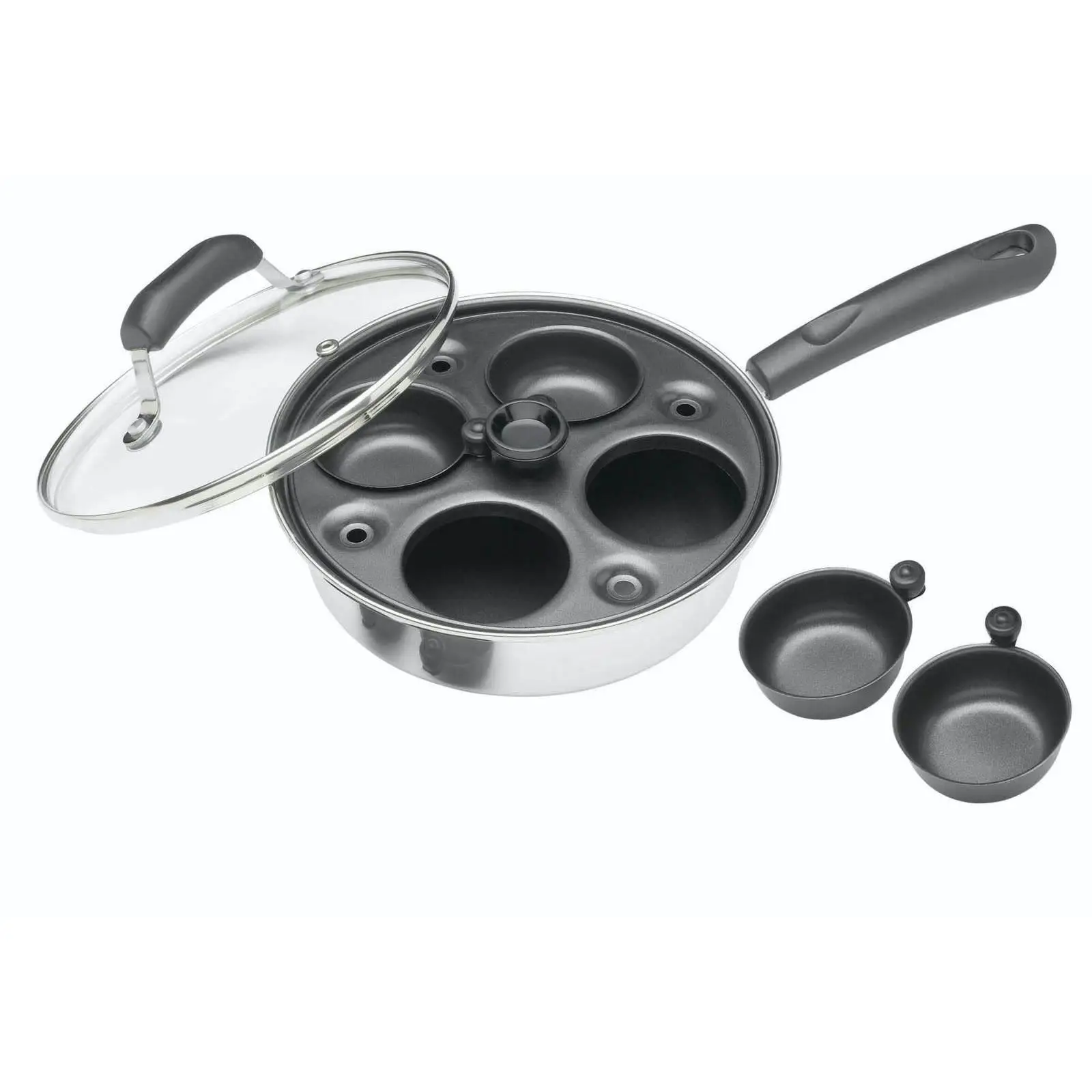 Kitchencraft - Escalfador De Huevos - Sartén De Acero Al Carbono - Para 4 Huevos - 21cm - Plateado