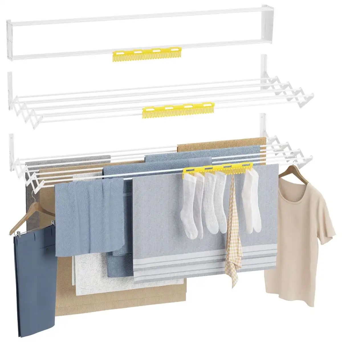 Newlux Tendedero Plegable Pared Wall V120 Blanco (120 x 60 x 19 cm) con capacidad para 102 m / 12 kg