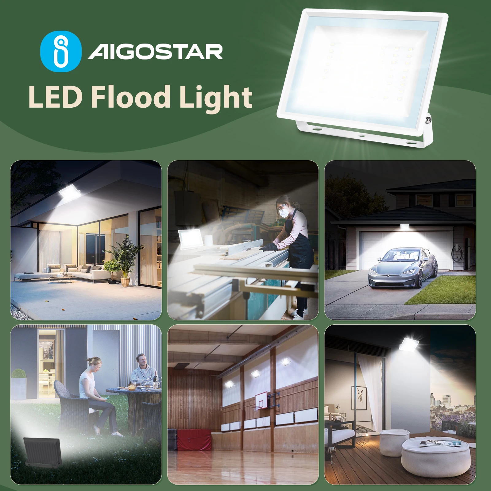 Foco Proyector LED Aigostar 20w IP65 Luz de Seguridad