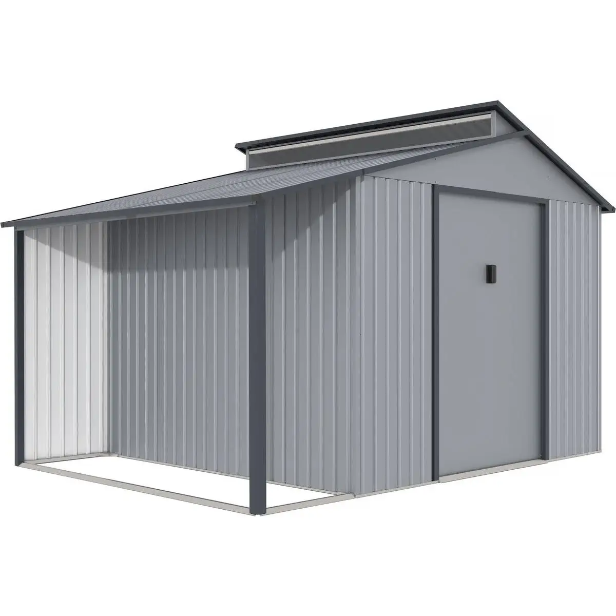 Habitat y Jardin - Caseta de metal con pergola "Madras" - 9.12 m² - Gris