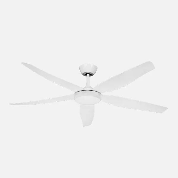 ABRILA - Ventilador DC Altea 24W Blanco | 5 cuchillas | 6 velocidades | Tecnología LED 2880lm | Control remoto con memoria y temporizador | 142cm