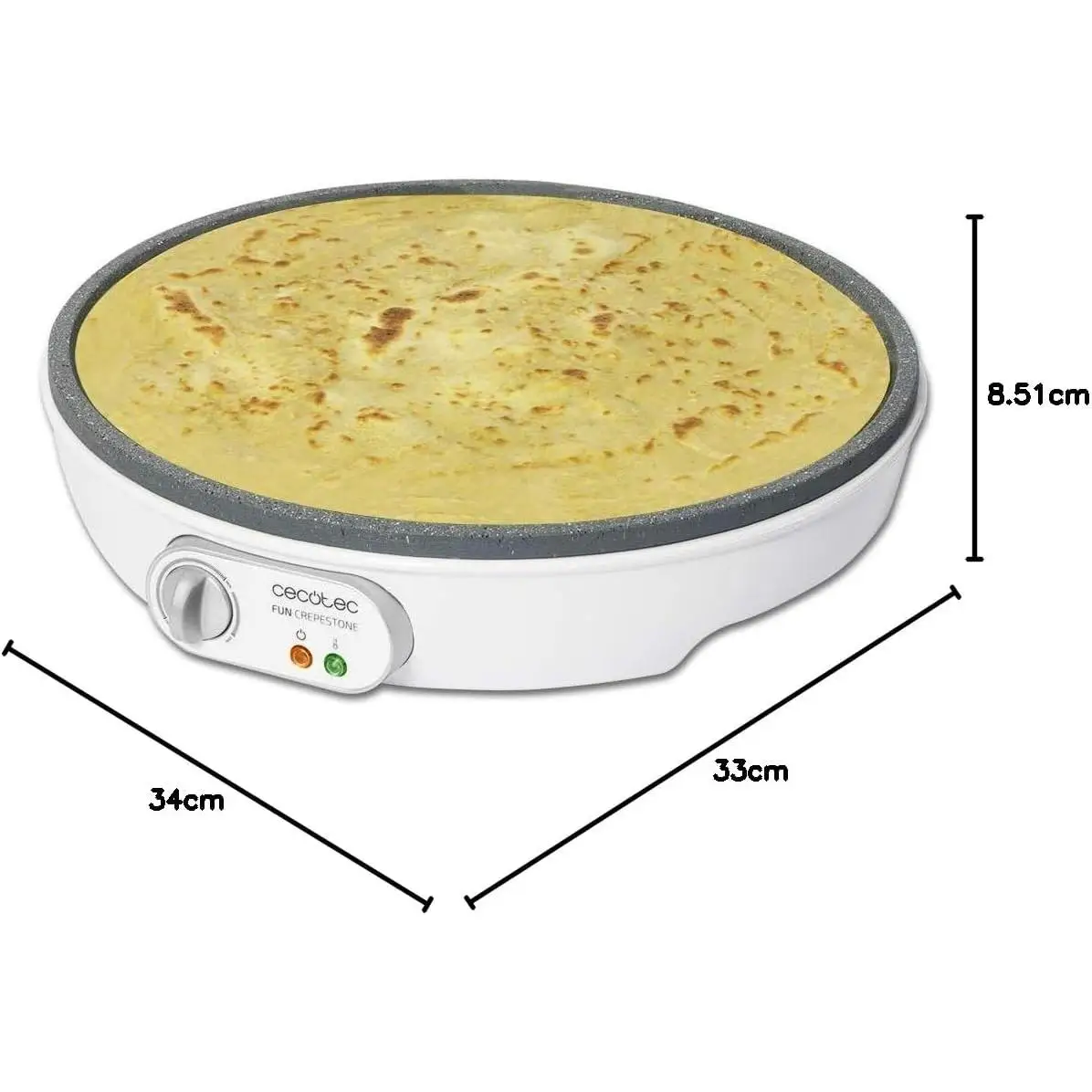 Cecotec Crepera Fun Crepestone. 1000 W, Placa Con Revestimiento Antiadherente Rockstone