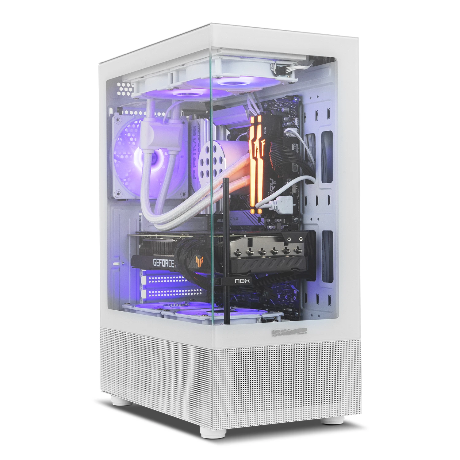 NOX XTREME PRODUCTS Hummer Vision White - Semitorre ATX  M-ATX, Ventana Lateral y Frontal de Cristal Templado, Espacio para 5 Ventiladores, Comp. Tarjetas gráficas de hasta 300mm, USB 3.0, Blanco