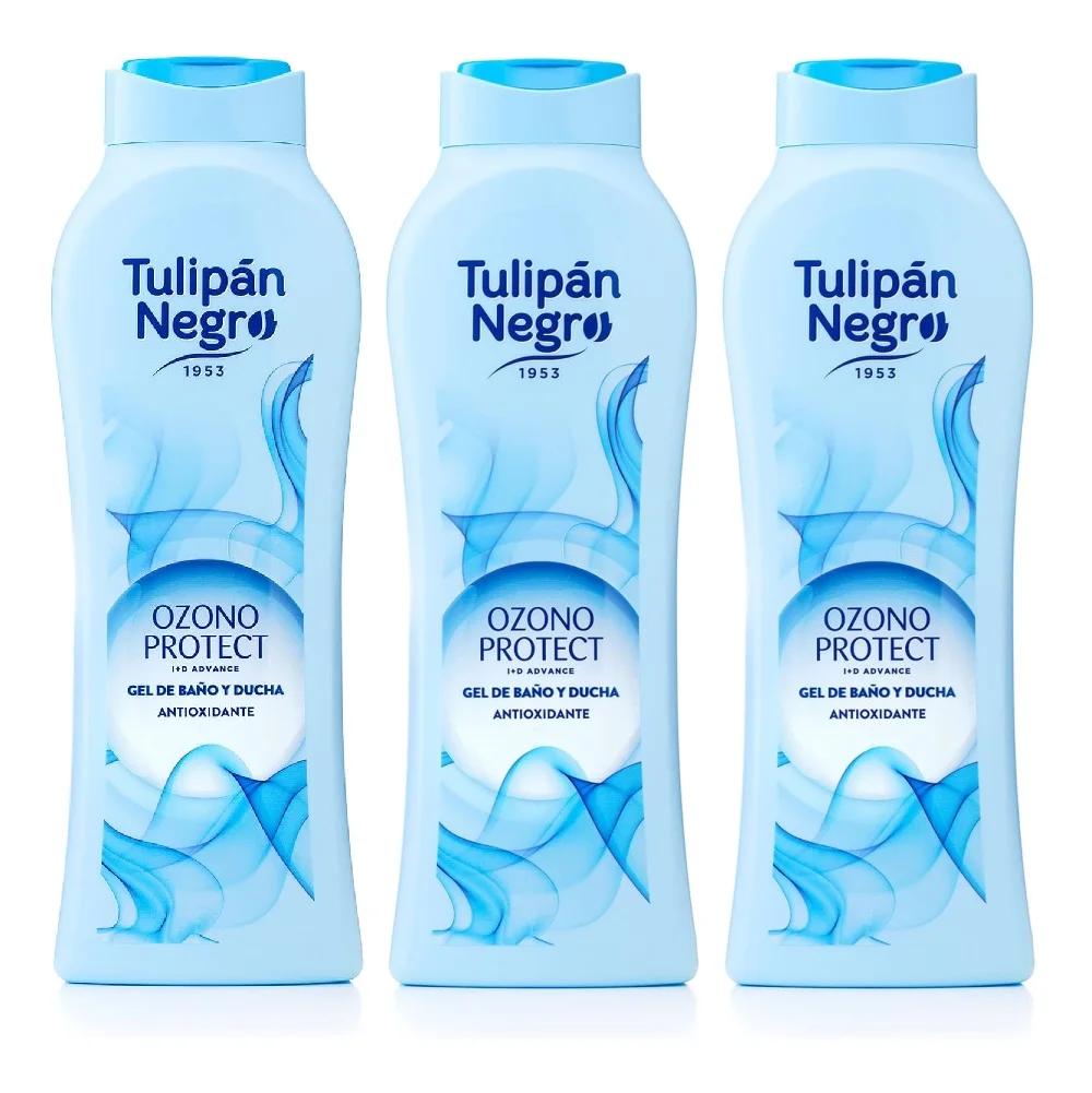 TULIPAN NEGRO, Gel de Baño y Ducha Ozono Protect 650ml (Pack de 3x650ml), Tulipán Negro I+D Advance, Cuidado Diario de la Piel, Efecto Antioxidante, Nutriente y Suavizante, Fragancia Fresca con Olor a