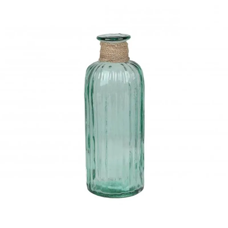 Jarrón Florero Cristal en Vidrio forma de Botella con Cuerda de Yute enrollado como de Decoración verde reciclado Para Decoracion Hogar Maxia Market