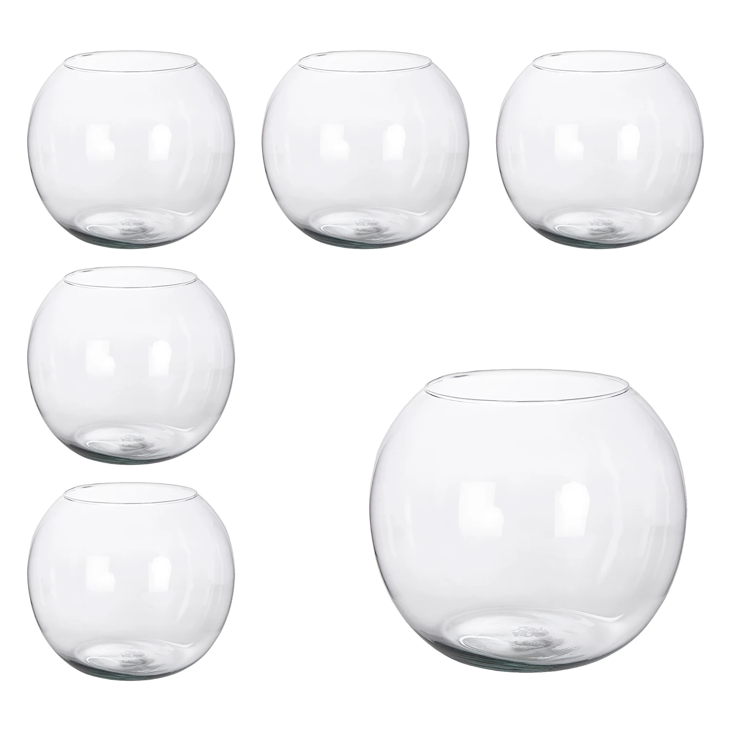 Floreros Bola de Cristal. Pack 6 Peceras de Cristal Pequeñas, Centro de Mesa para Restaurantes, Bares, Cafeterías, Comercios, Hoteles, Eventos. Bola Jarrón Cristal Transparente, para Ramos de Flores,