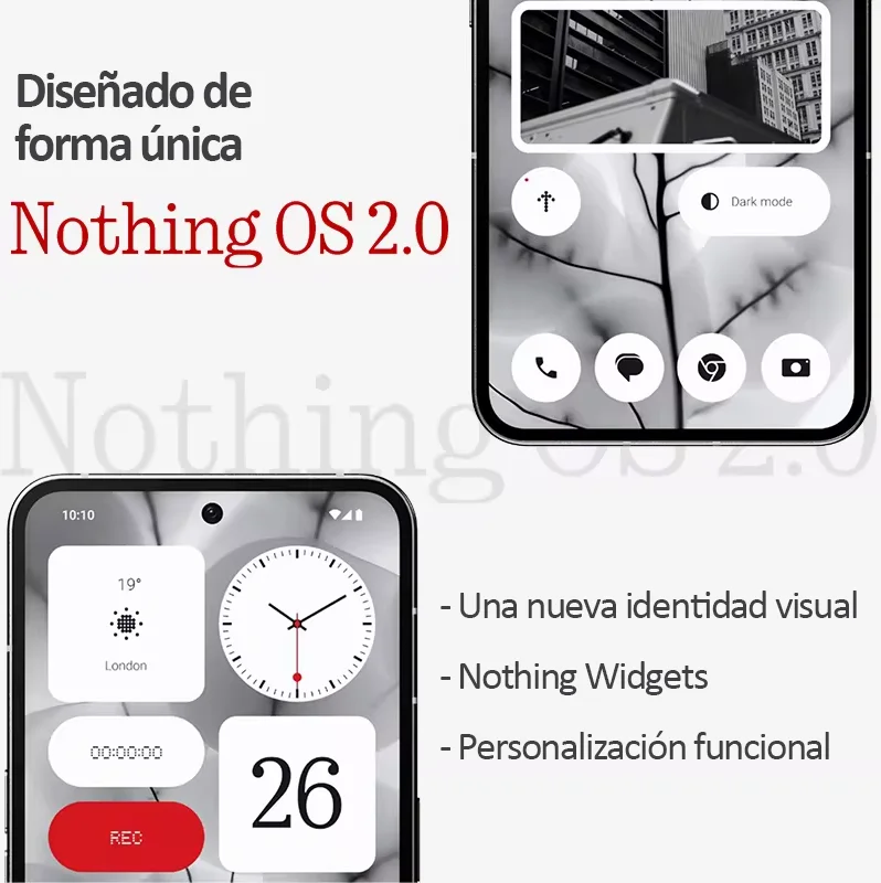Teléfono Móvil Nothing Phone (2), 12GB+256GB, Snapdragon 8+ Gen 1, 6.7″ flexible LTPO OLED, 50MP Main Camera, 4700mAh Battery, Nothing OS 2.0 5