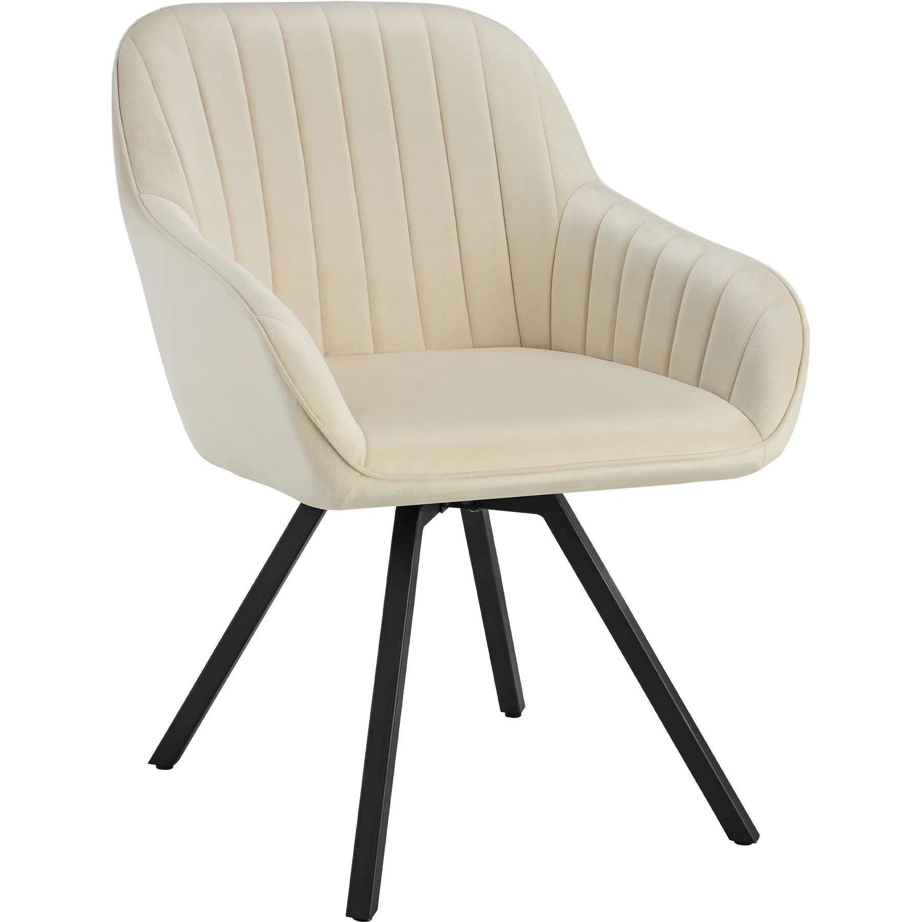 Tectake - Silla de comedor giratoria 360º con reposabrazos Snug, 58 x 58 x 82 cm, Tapizado de terciopelo, Silla para salón o dormitorio, Mueble moderno, Respaldo continuo, Patas de acero esbeltas,