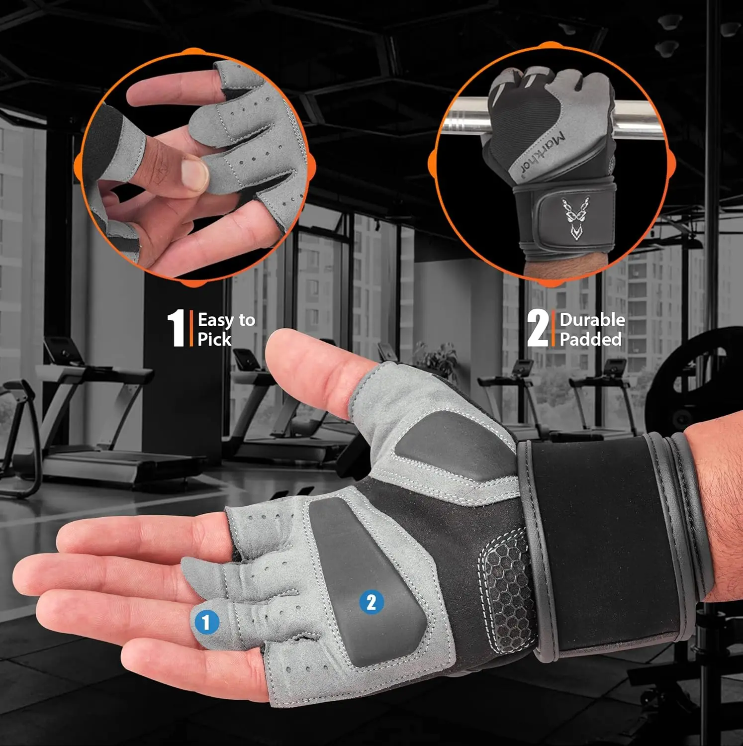 NR Spanish brother breathable gym gloves with Palm leather non-slip-adjustable wrist support