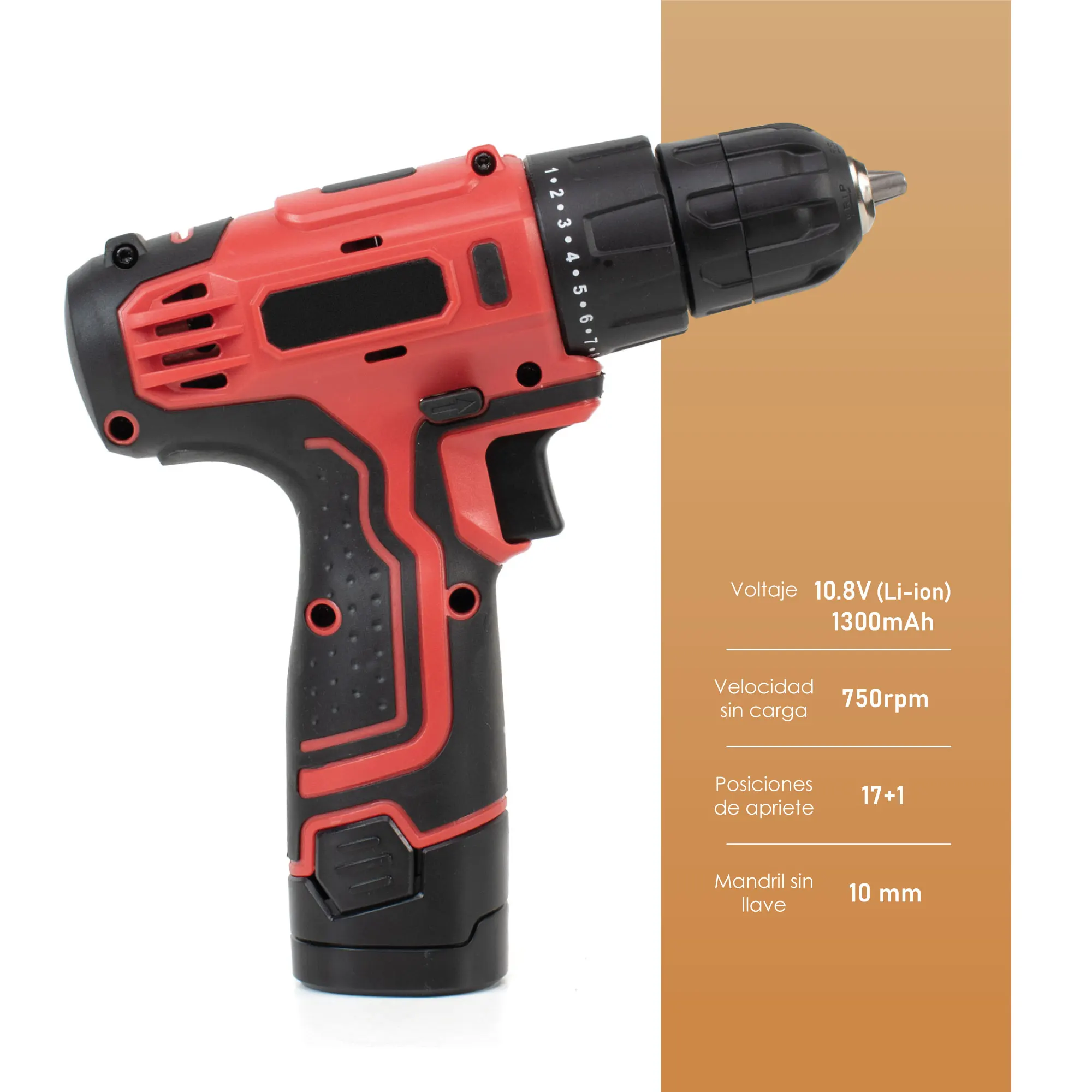 The Secret Home cordless drill 10,8V-LI-ION battery-21 Cm X 20 Cm - 750 Rpm-drilling up to 13 Mm