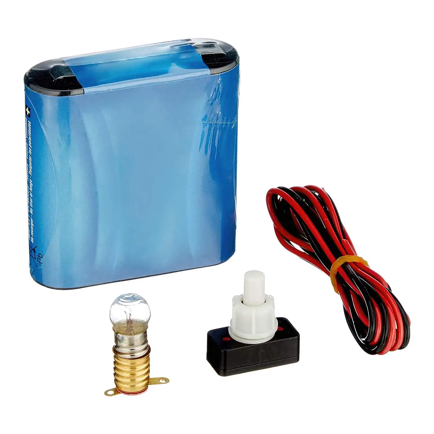 SANCO STORE - JUPITER Kit Eléctrico Escolar, Set para el Colegio, Pila Petaca 4.5V, Interruptor 220V, Cable y Bombilla.