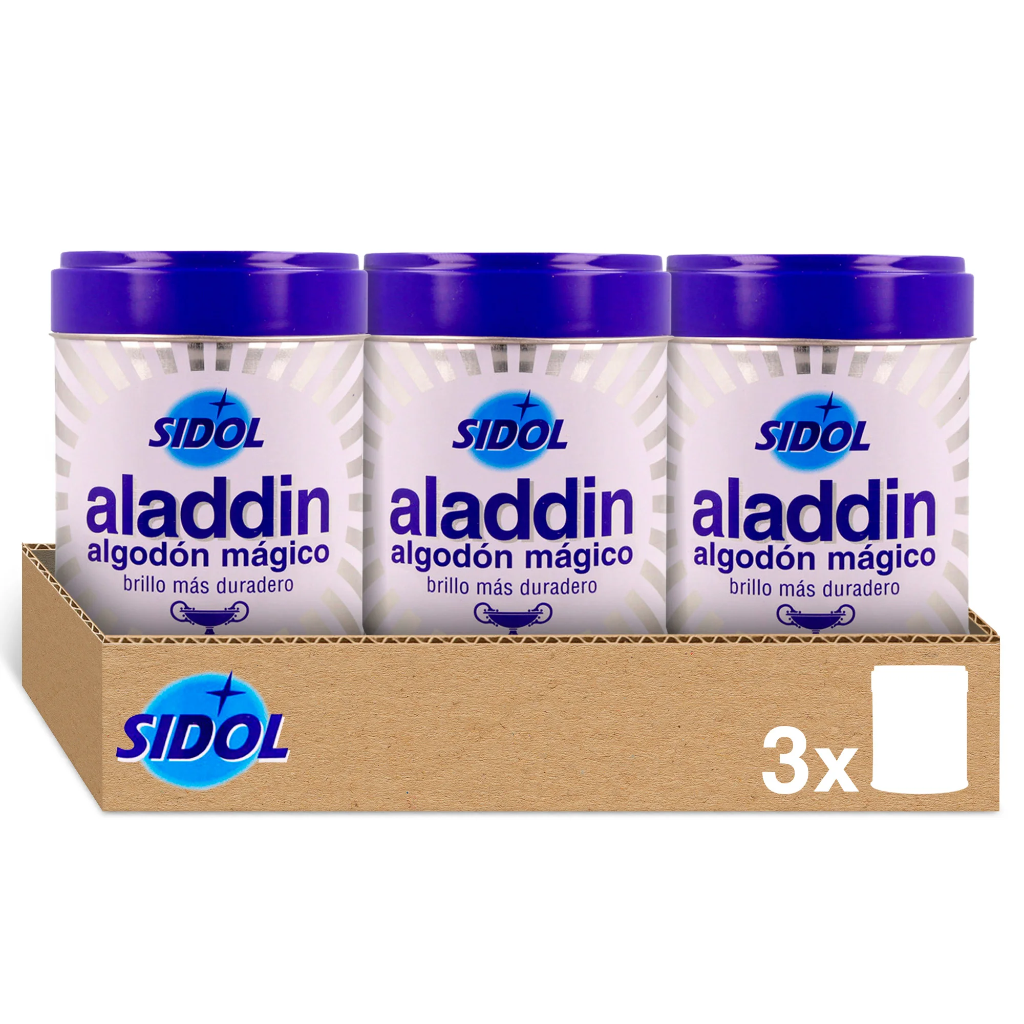 Aladdin Limpiador Metales y Plata Algodón Mágico Pack 3 Unidades x 75 Gramos
